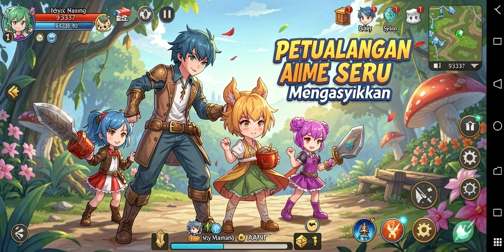 Tangkapan layar gameplay menampilkan karakter anime dalam aksi.