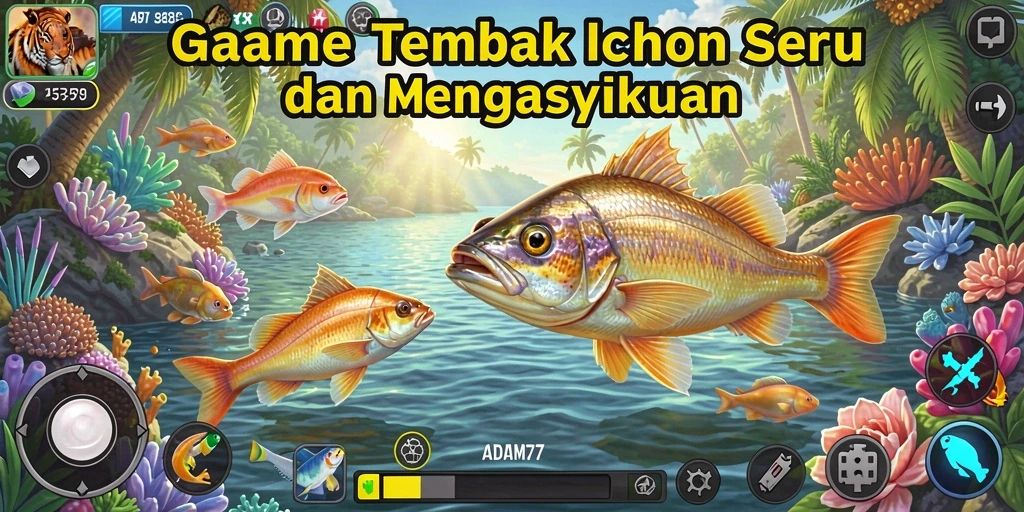Screenshot gameplay seru dalam ADAM77 Tembak Ikan.