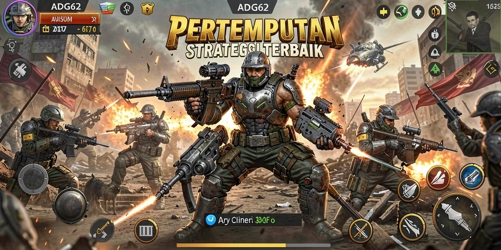 Screenshot ADG62 menampilkan pertempuran strategi yang intens.