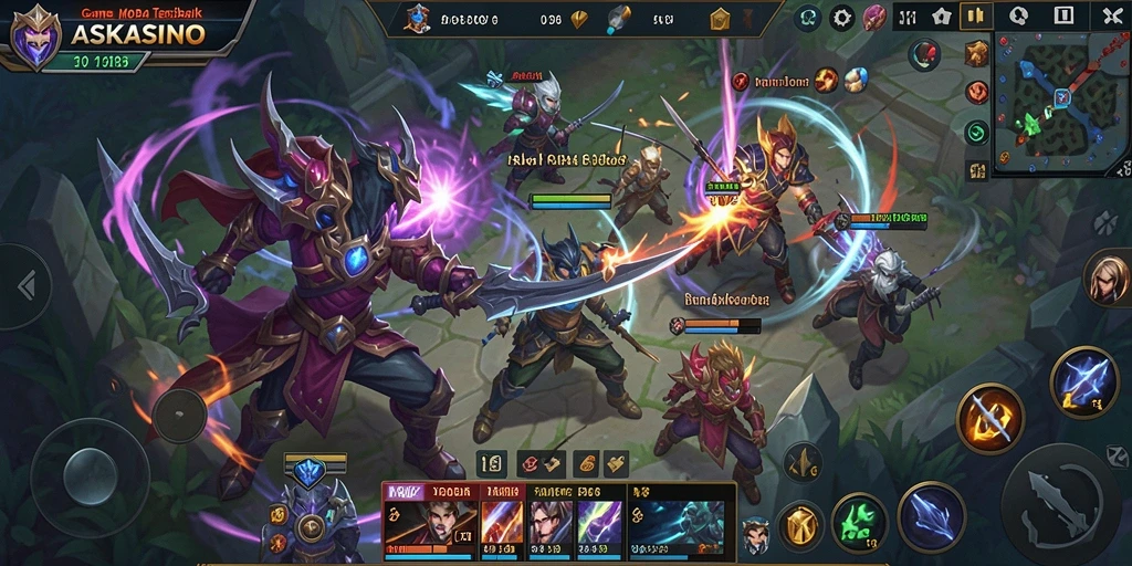 Gameplay seru dalam aksi di ASKASINO, menampilkan pertempuran intens di arena.