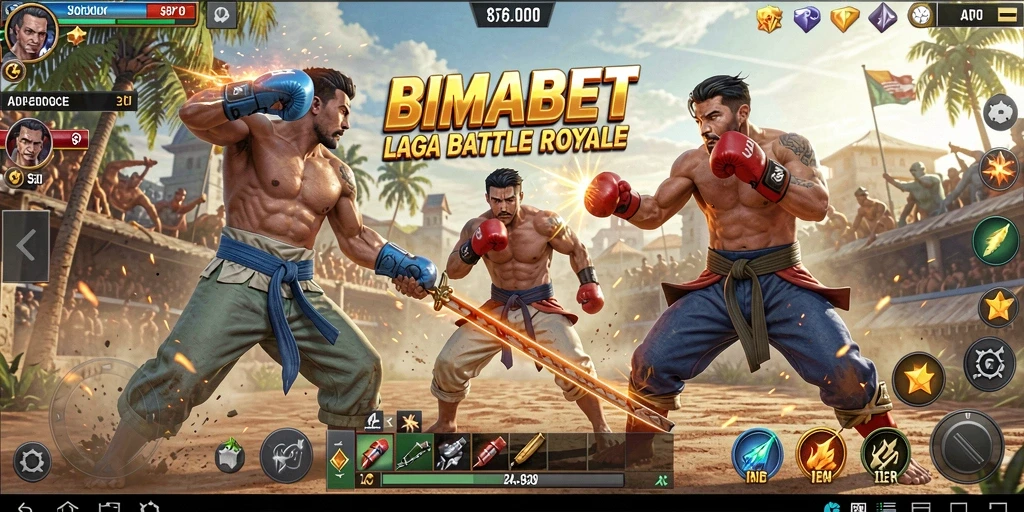 Screenshot gameplay seru dari pertempuran di BIMABET.