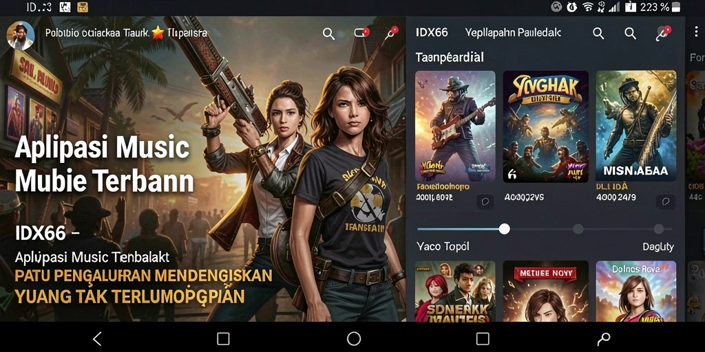 Screenshot menunjukkan tampilan antarmuka aplikasi IDX66 yang menarik dan user-friendly.