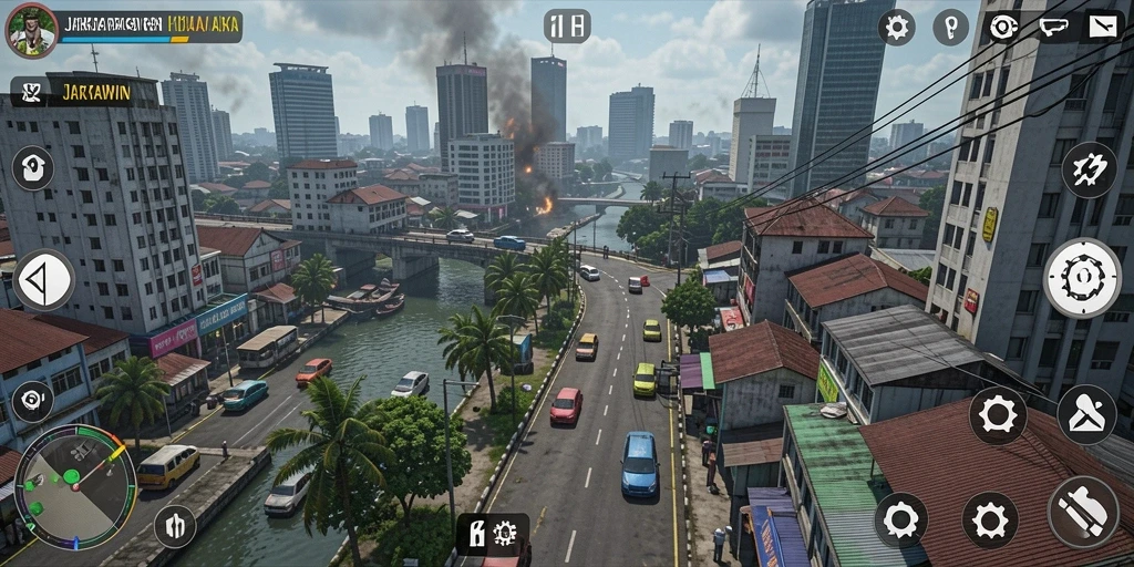 Screenshot menampilkan suasana mencekam di dalam game JAKARTAWIN.