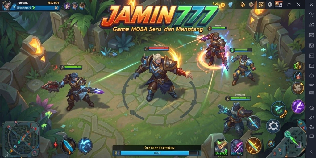 Tampilan gameplay seru dari JAMIN777 di arena MOBA profesional.