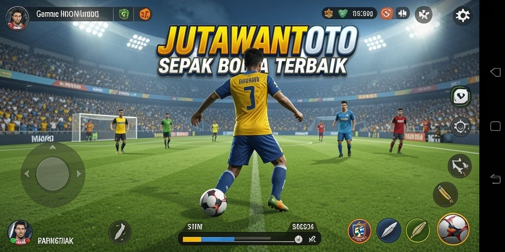 Gameplay seru JUTAWANTOTO dengan aksi sepak bola mendebarkan.