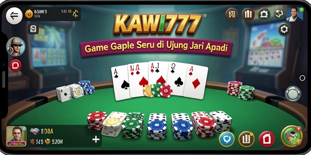 Tampilan menarik dari gameplay KAWI777 dengan kartu gaple.