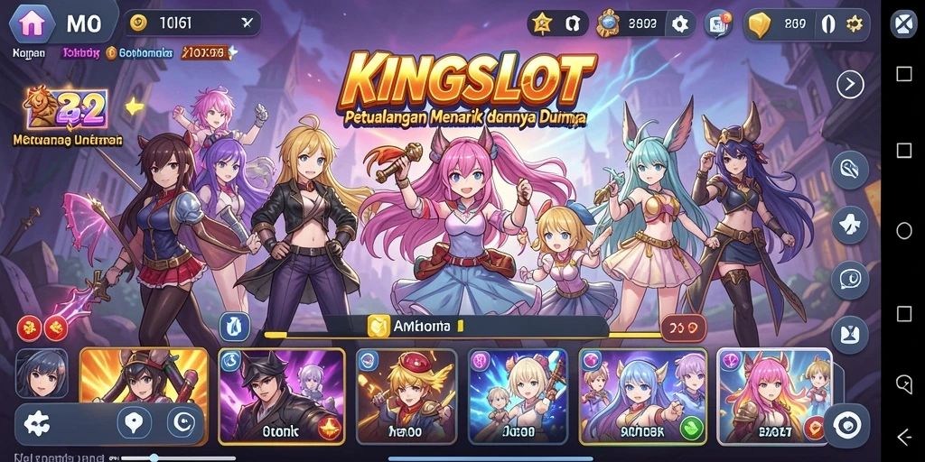 Tampilan screenshot KINGSLOT yang memperlihatkan karakter anime dalam aksi.