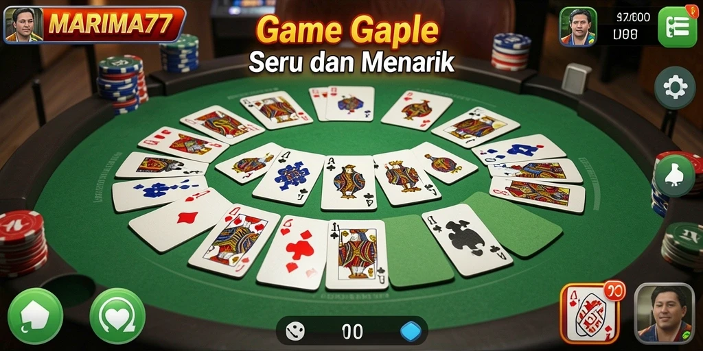 Tampilan menarik gameplay Gaple di MARIMA77.