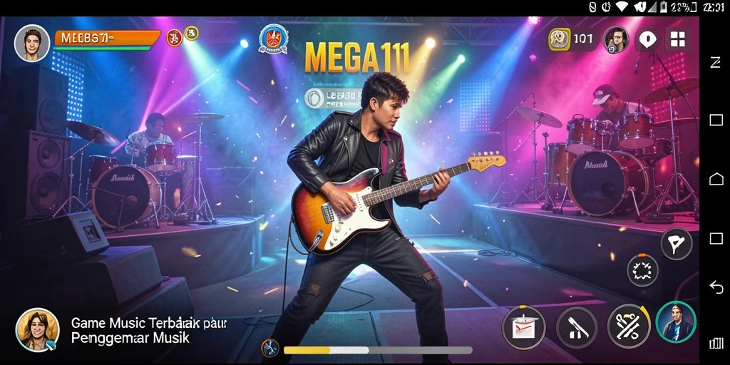 Tampilan gameplay MEGA111 yang menarik dengan berbagai pilihan lagu.