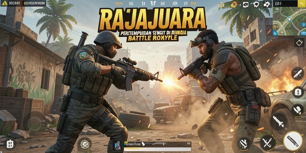 Gameplay seru dan menegangkan dalam RAJAJUARA Battle Royale.