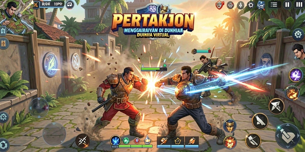 Tampilan gameplay RP8 yang menegangkan dengan pertarungan seru.