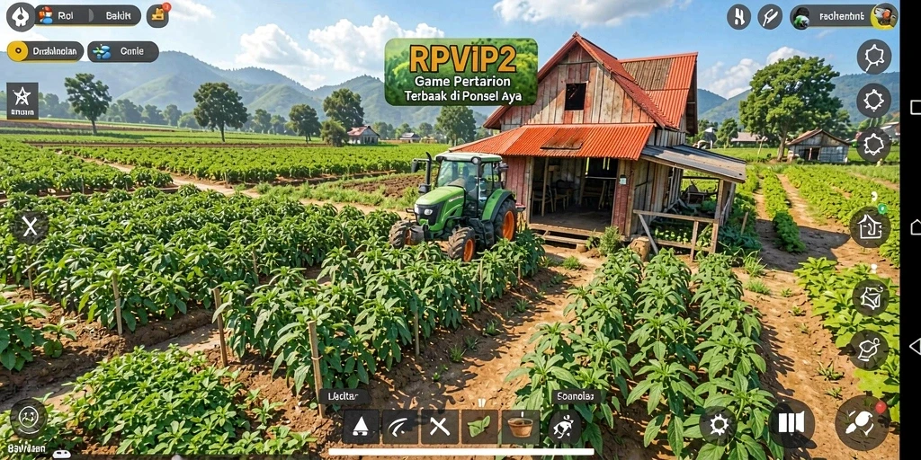 Tampilan gameplay RPVIP2 yang menarik dan penuh warna di ladang Anda.