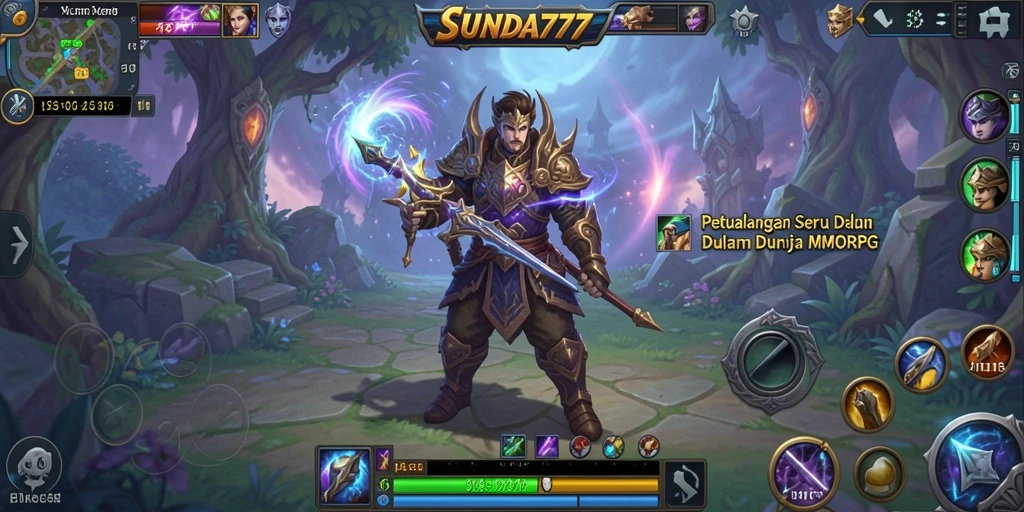 Screenshot gameplay SUNDA777 yang menunjukkan pertarungan epik di dunia MMORPG.